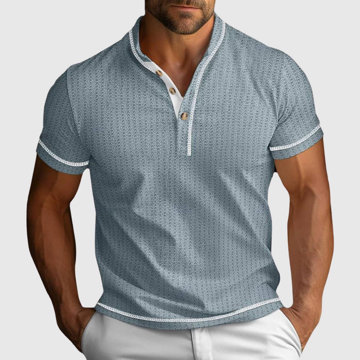 Lincoln - Men's Structured Three-Button Textured Top