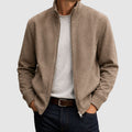 Lincoln - Men's Suede Zip Jacket with Ribbed Collar
