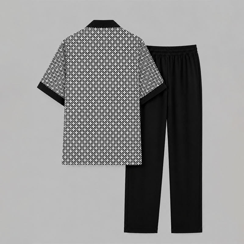 Lincoln - Men’s Geometric Print Shirt & Drawstring Pants Set