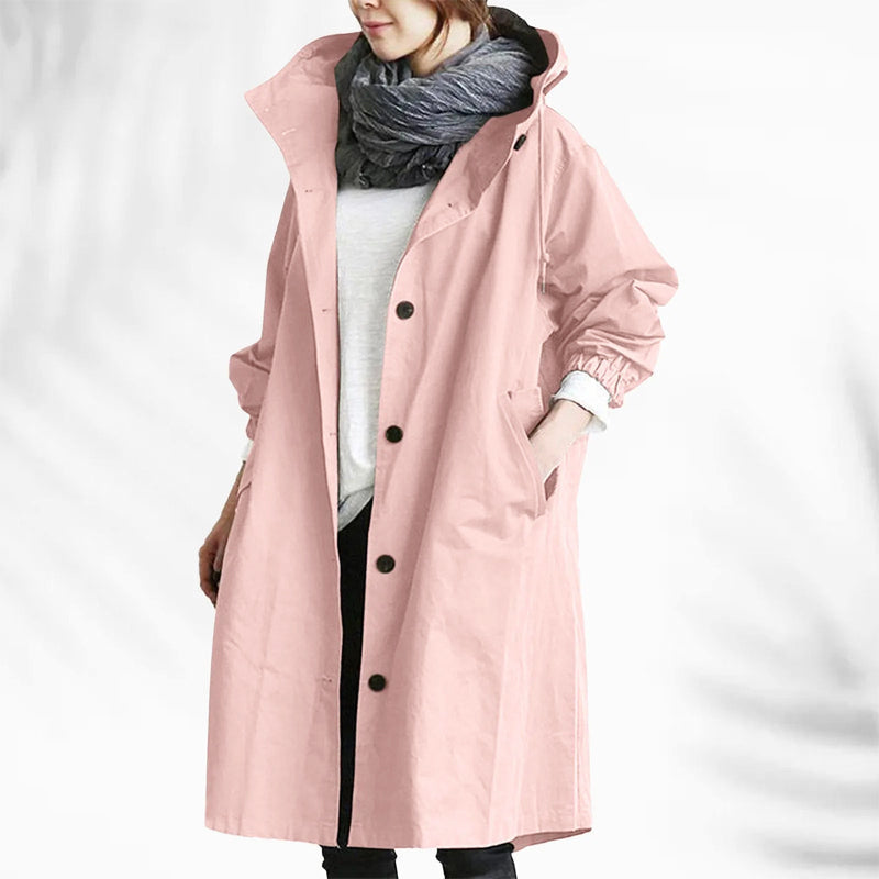 Linda - Women's Wide-Collar Long Windbreaker
