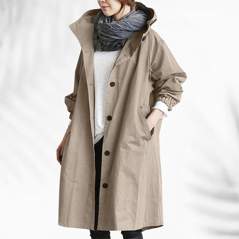Linda - Women's Wide-Collar Long Windbreaker