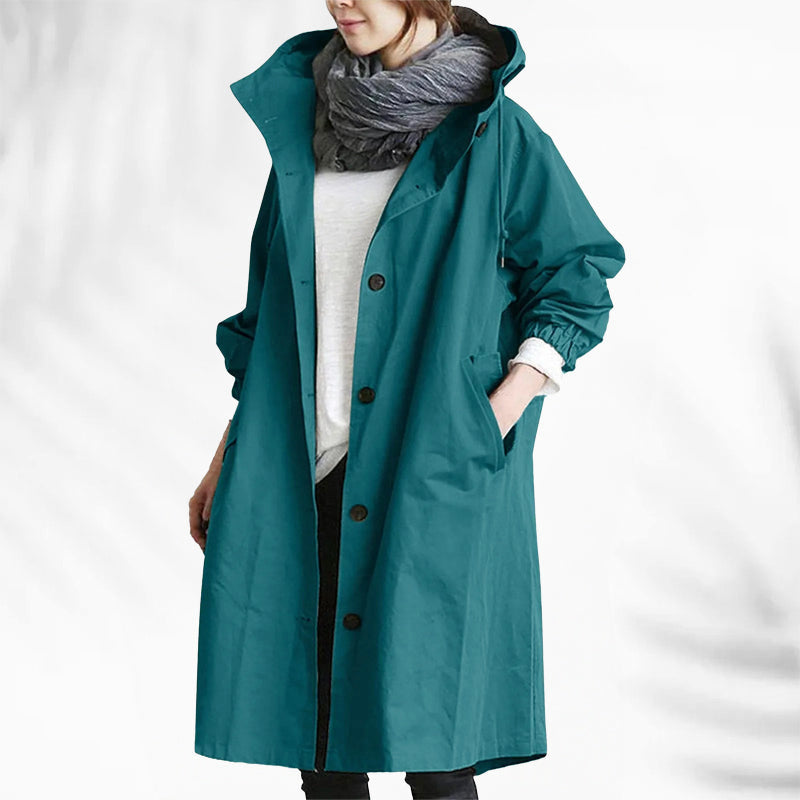 Linda - Women's Wide-Collar Long Windbreaker