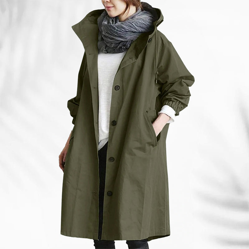 Linda - Women's Wide-Collar Long Windbreaker