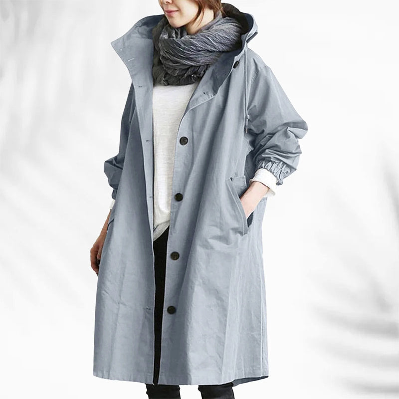 Linda - Women's Wide-Collar Long Windbreaker