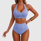 Lisa - Women's Striped Halter High-Waist Bikini Set