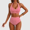 Lisa - Women's Striped Halter High-Waist Bikini Set