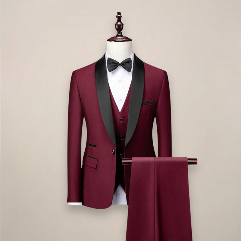Logan - Men's Three-Piece Contrast Shawl Lapel Tuxedo Suit