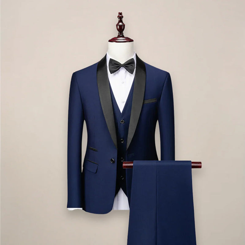 Logan - Men's Three-Piece Contrast Shawl Lapel Tuxedo Suit