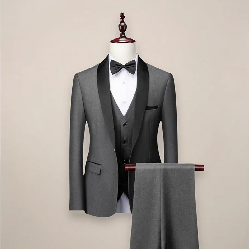 Logan - Men's Three-Piece Contrast Shawl Lapel Tuxedo Suit