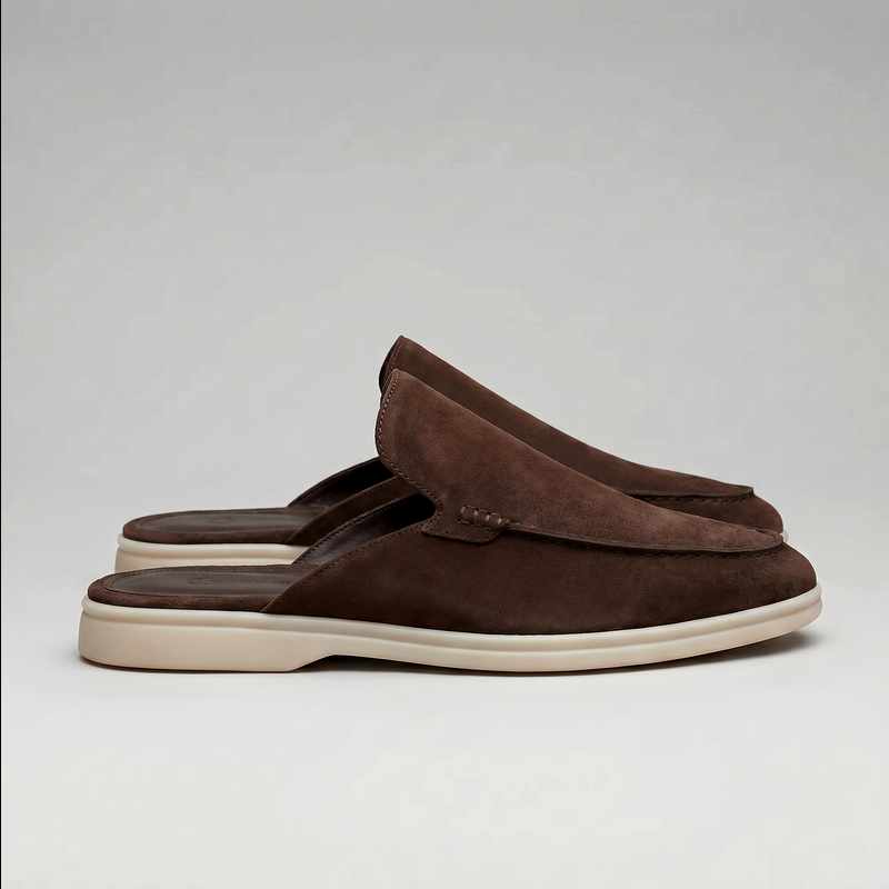 Logan - Suede Cutout-back Comfort Footwear Mules