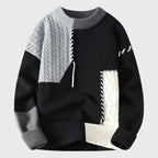 Lucas - Men's Colorblock Patchwork Cable Knit Sweater