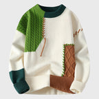 Lucas - Men's Colorblock Patchwork Cable Knit Sweater