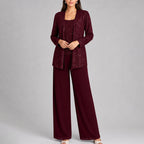 Lucia - Women's Sequin Three-Piece Pant Set