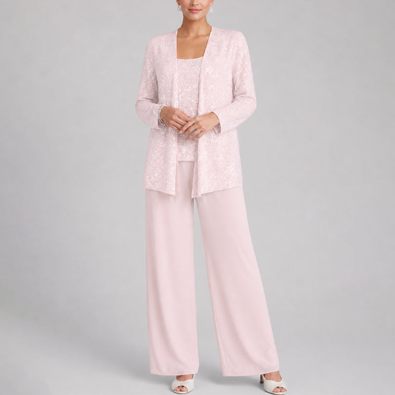 Lucia - Women's Sequin Three-Piece Pant Set