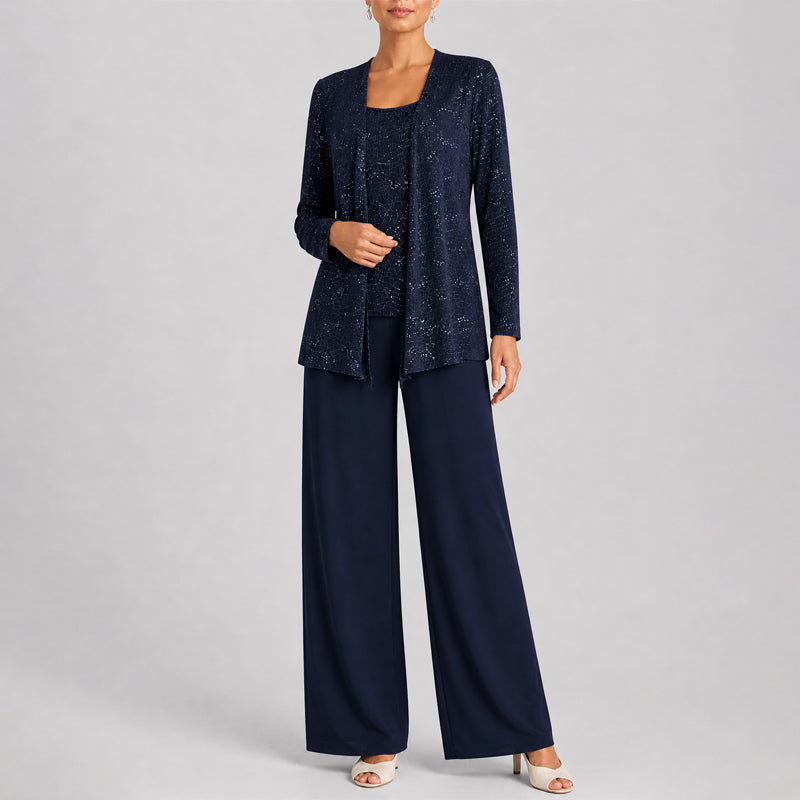 Lucia - Women's Sequin Three-Piece Pant Set
