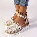 Lucy - Women's Crochet Lace Closed Toe Platform Sandals