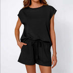 Lucy - Women's Short Sleeve Round Neck Oversized Matching Set