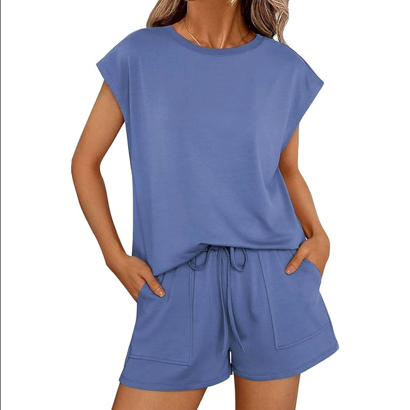 Lucy - Women's Short Sleeve Round Neck Oversized Matching Set