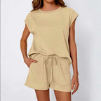 Lucy - Women's Short Sleeve Round Neck Oversized Matching Set