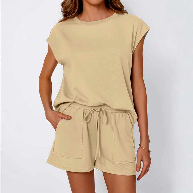 Lucy - Women's Short Sleeve Round Neck Oversized Matching Set