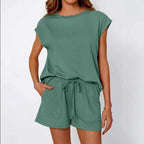Lucy - Women's Short Sleeve Round Neck Oversized Matching Set