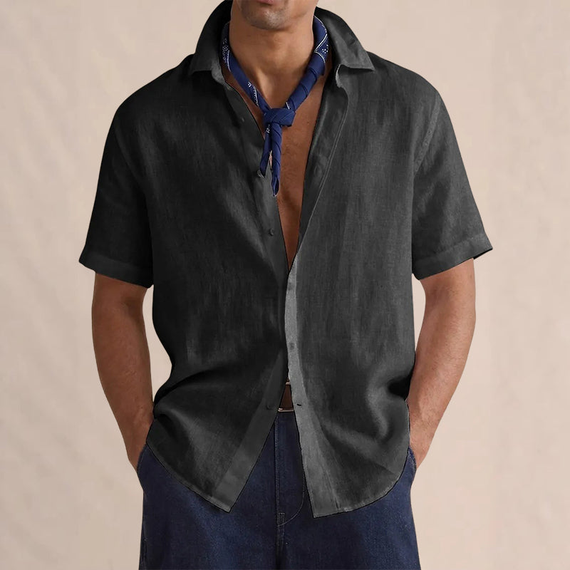Luke - Men's Short Sleeve Linen Button-Down Shirt