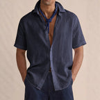 Luke - Men's Short Sleeve Linen Button-Down Shirt