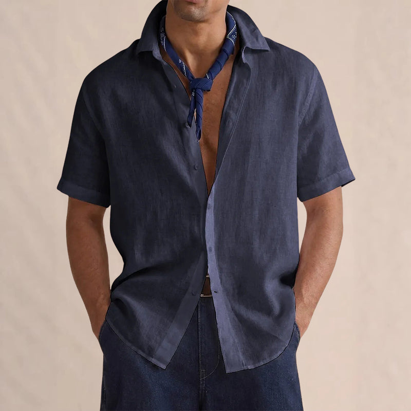 Luke - Men's Short Sleeve Linen Button-Down Shirt