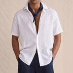 Luke - Men's Short Sleeve Linen Button-Down Shirt