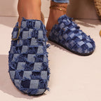 Lydia - Women’s Frayed Checkerboard Clog Sandals