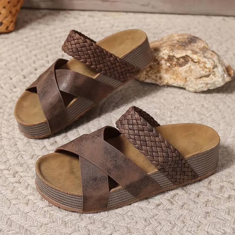 Lyla - Women's Woven Strap Crisscross Platform Sandals