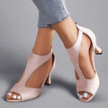 Madelyn - Women's Open-Toe Back-Zip Heels