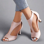 Madelyn - Women's Open-Toe Back-Zip Heels