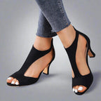 Madelyn - Women's Open-Toe Back-Zip Heels