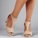 Madelyn - Women's Open-Toe Back-Zip Heels