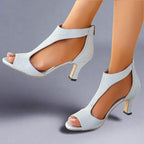 Madelyn - Women's Open-Toe Back-Zip Heels