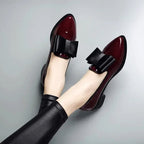 Malia - Women's Patent Pointed Toe Bow Accent Loafers