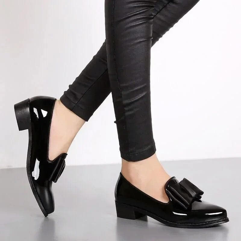 Malia - Women's Patent Pointed Toe Bow Accent Loafers