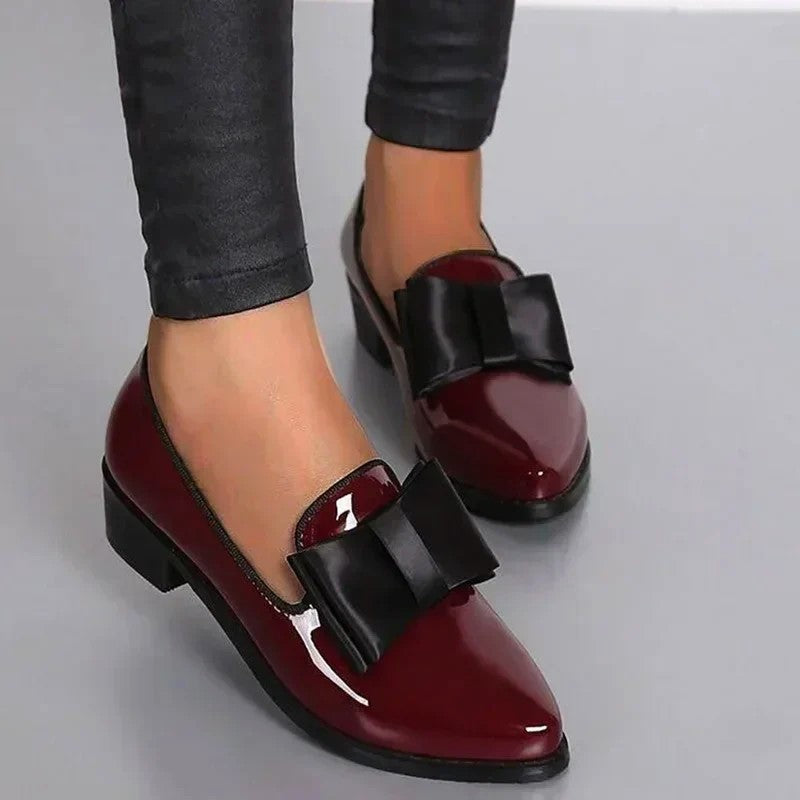 Malia - Women's Patent Pointed Toe Bow Accent Loafers