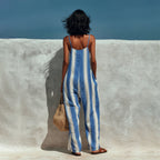 Margo - Women's Striped Wide-Leg Sleeveless Jumpsuit