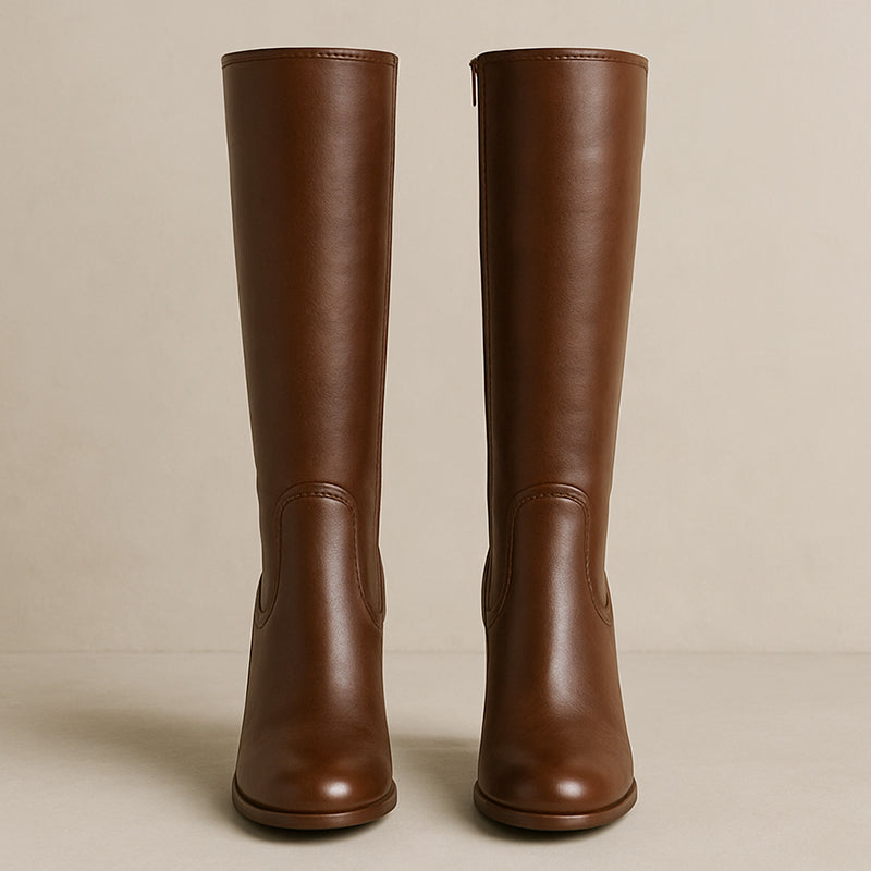 Mariel - Women's Stacked Block Heel Knee-High Boots