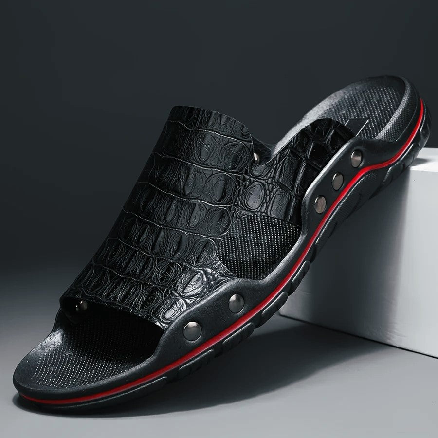 Mark - Men's Crocodile Texture Comfort Slide Sandals