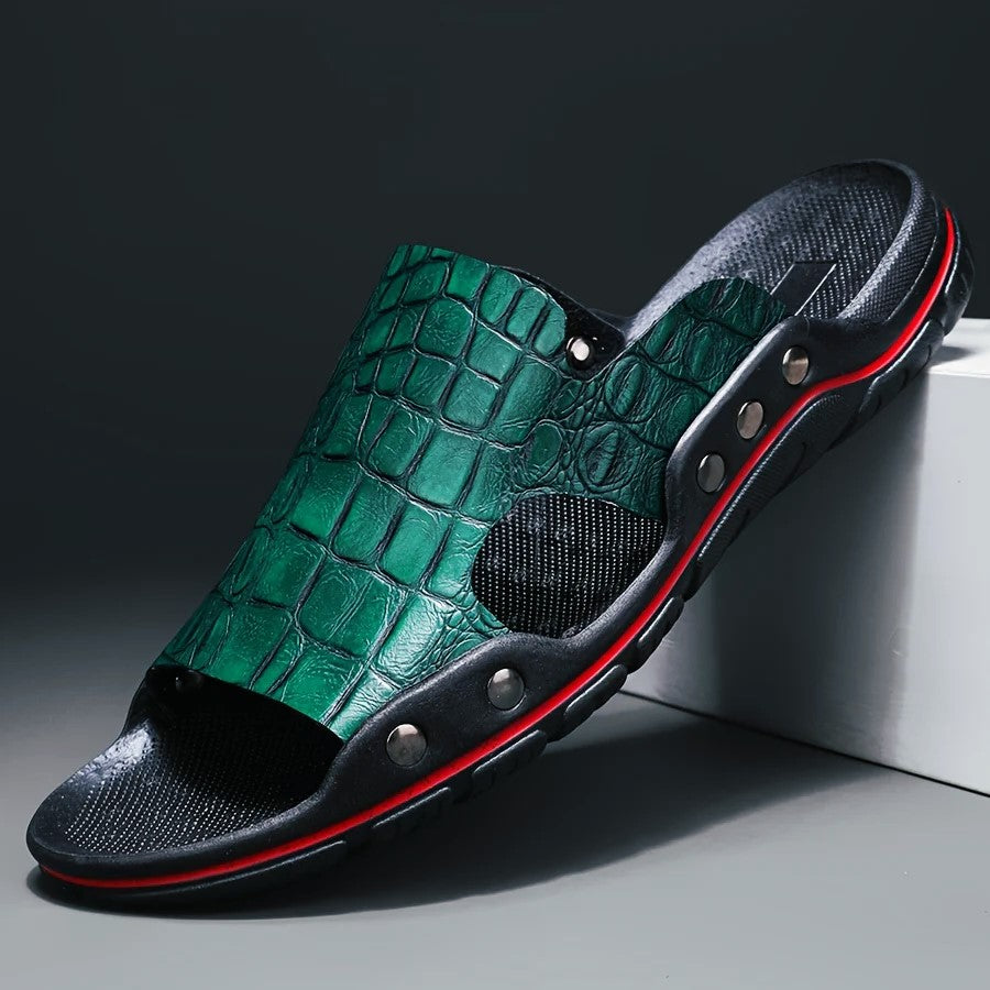 Mark - Men's Crocodile Texture Comfort Slide Sandals