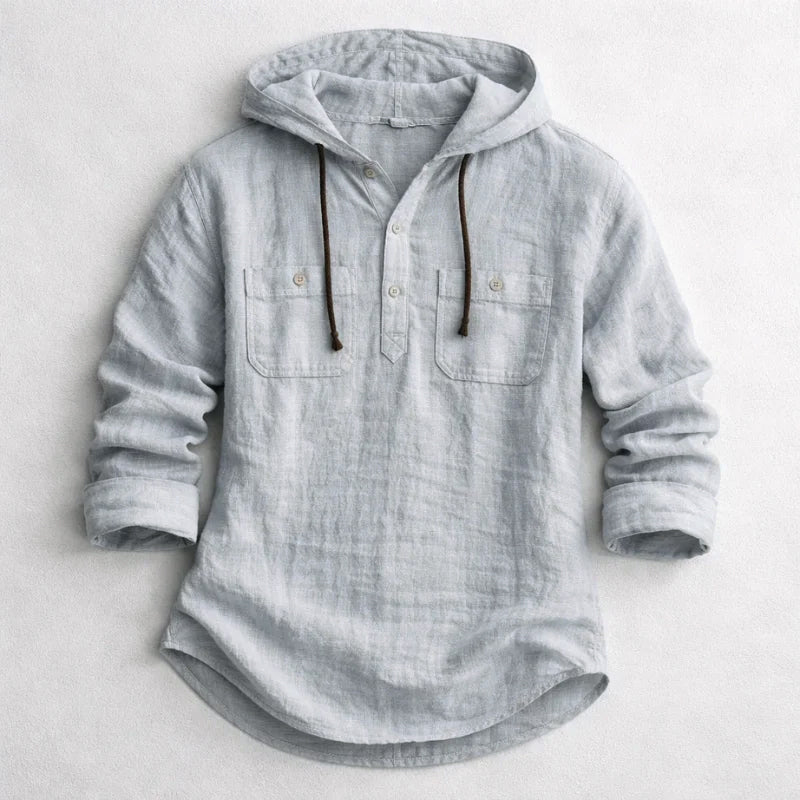 Mason - Men's Hooded Cotton Linen Shirt