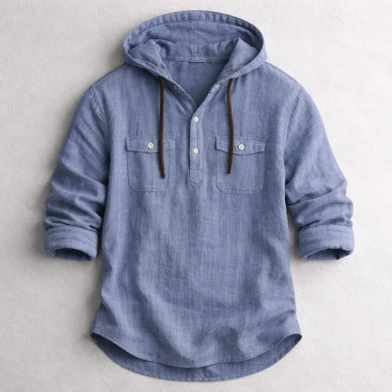 Mason - Men's Hooded Cotton Linen Shirt