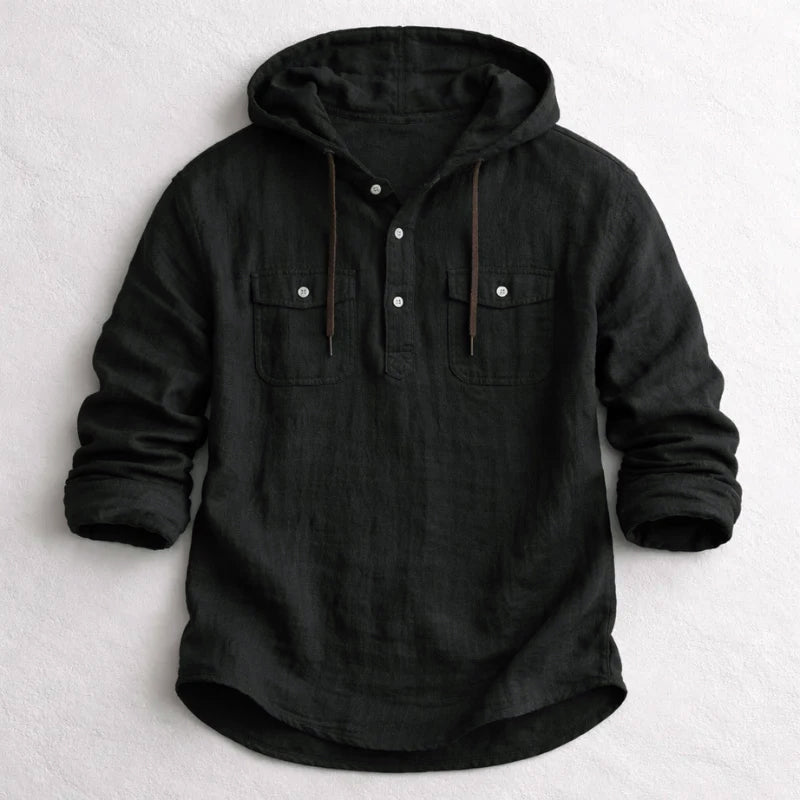 Mason - Men's Hooded Cotton Linen Shirt