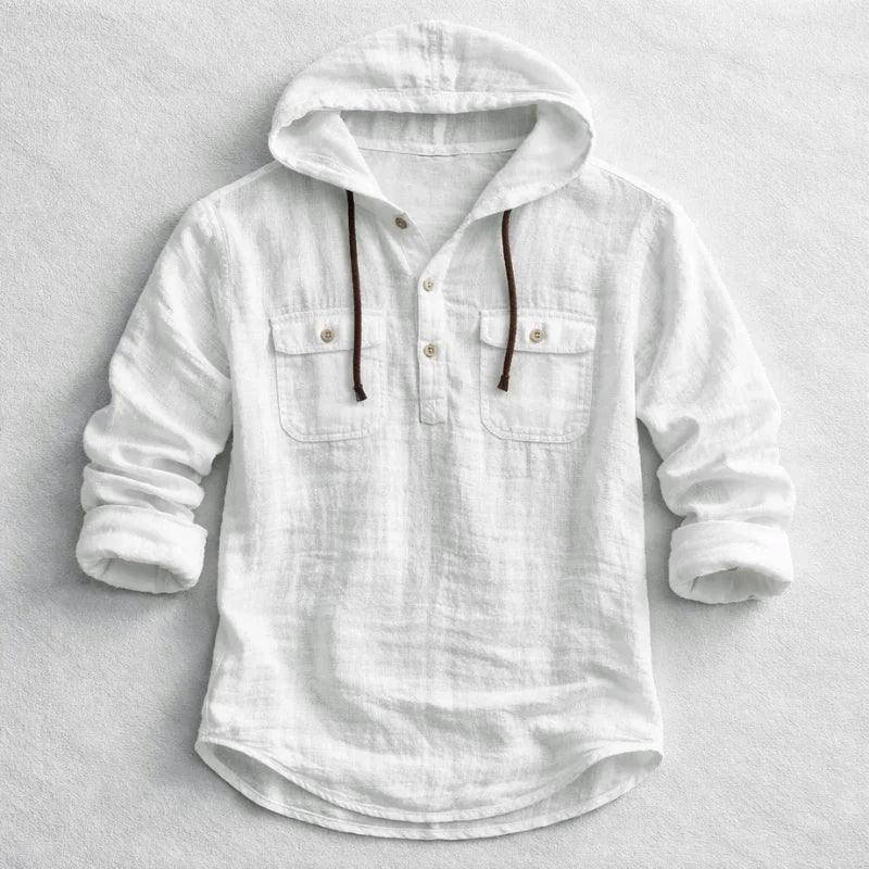 Mason - Men's Hooded Cotton Linen Shirt
