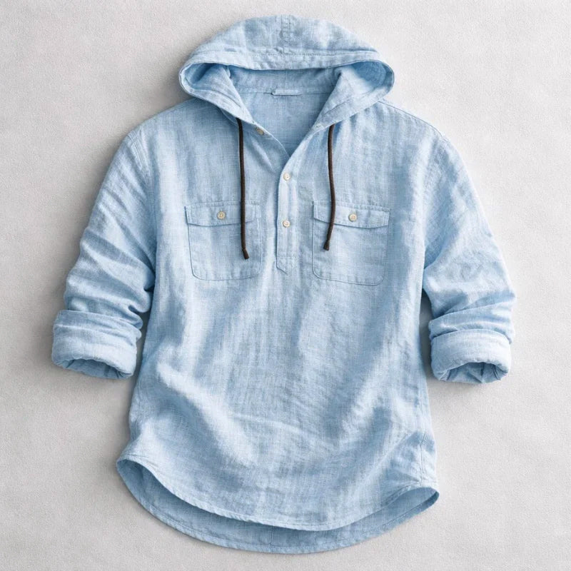 Mason - Men's Hooded Cotton Linen Shirt