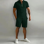 Mason - Men's Short Sleeve Zipper Collar Matching Set