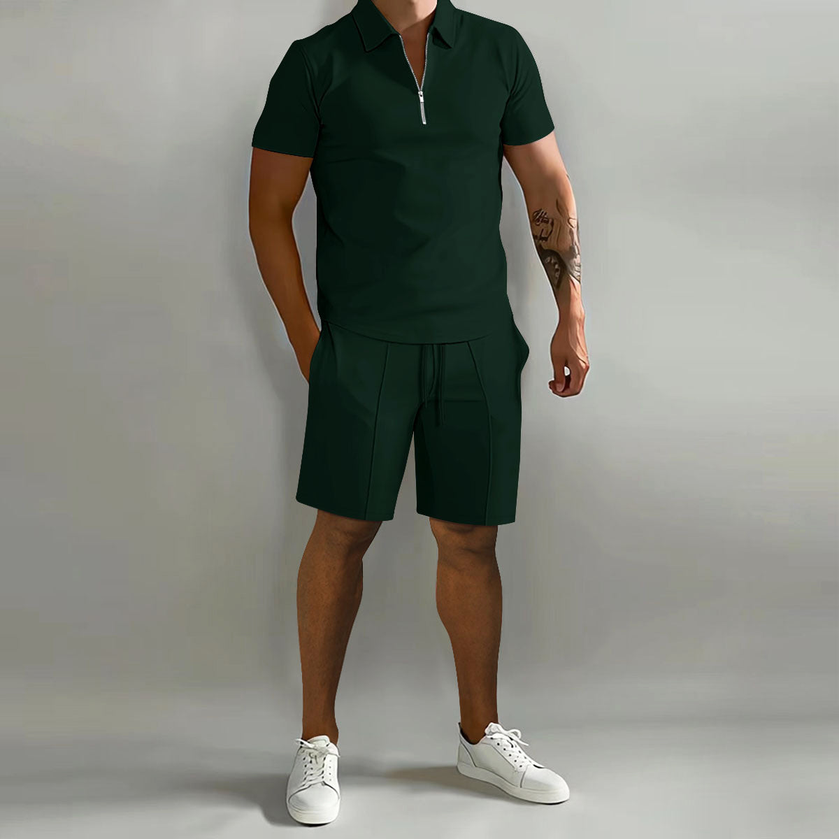 Mason - Men's Short Sleeve Zipper Collar Matching Set